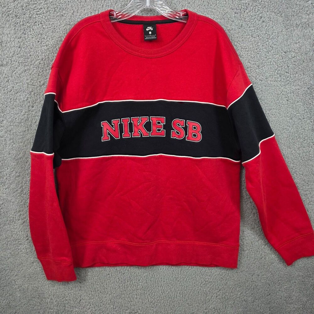 Nike SB Crewneck Sweatshirt Bold Red and Black color-block Size L